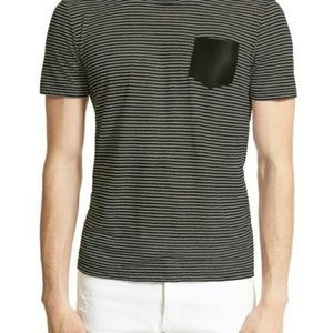 The Kooples Stripped Linen Short Sleeve Tee